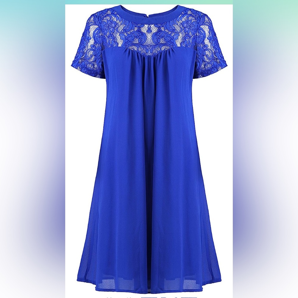 Vanberfia Lace Short Sleeve Chiffon Dress